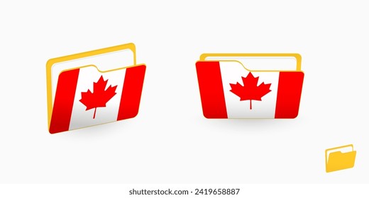 Kanada-Flagge auf zwei Arten von Ordner Symbol. Vektorgrafik.