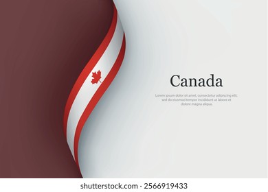 Canada flag on Waving ribbon. Template for independence day