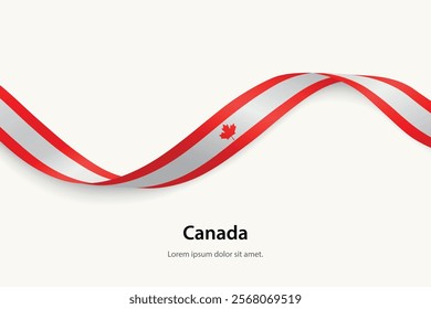 Canada flag on Waving ribbon. Template for independence day