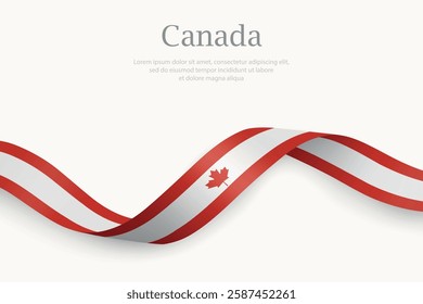 Canada flag on Waving ribbon. Template for independence day