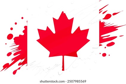canada flag painted with Grunge brush stroke, watercolor flag style.