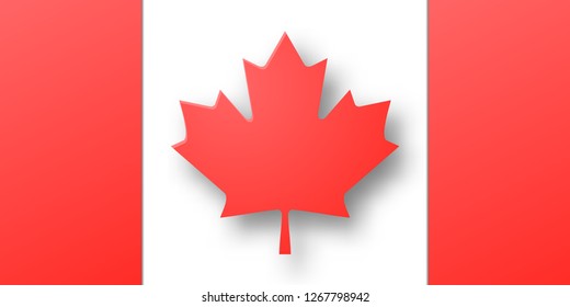 Canada flag. Paper cut and craft style. Background template. 