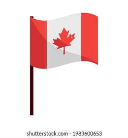 Canada Flag In Pole Isolated