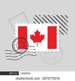 Canada flag postage stamp. Isolated vector illustration on grey post stamp background and specify is vector eps10.