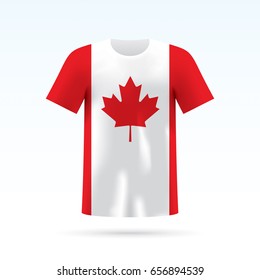 Canada flag printed on a T-shirt. Vector shirt template, iisolated on a white background. 