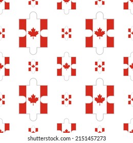 canada flag puzzle pieces pattern on white background. vector illustration