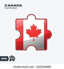 Canada flag puzzle pieces. vector illustration isolated on a white background