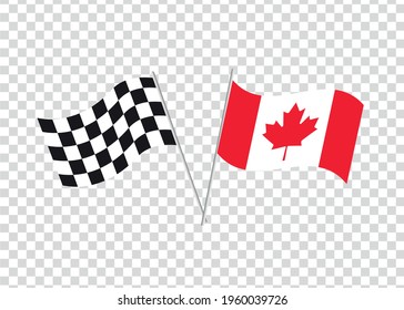 Bandera de Canadá y bandera de carreras. Gráficos y diseño.