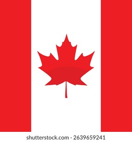 Canada Flag with Red Maple Leaf – Canadian National Symbol Vector