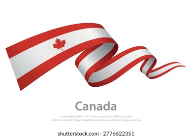 Canada flag ribbon on clean white background.