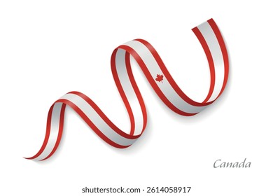 Canada flag ribbon waving national colors, symbolizing pride, unity and national identity