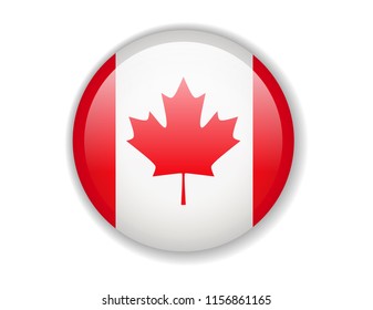 Canada flag. Round bright Icon. Vector Illustration