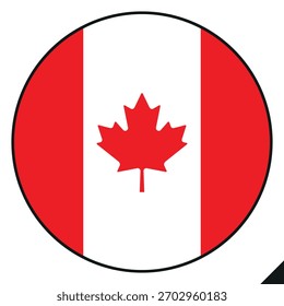 Canada Flag Round Circle Icon Vector Illustration