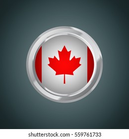 Canada flag with round frame, vector