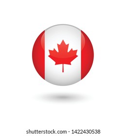 Canada flag - round glossy button, Vector image and icon