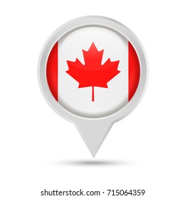 Canada Flag Round Pin Vector Icon - Illustration