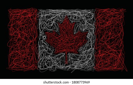Canada Flag in scribble sketch.vector illustration,Eps10.
