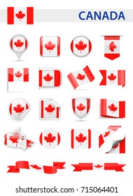 Canada Flag Set - Vector Illustration
