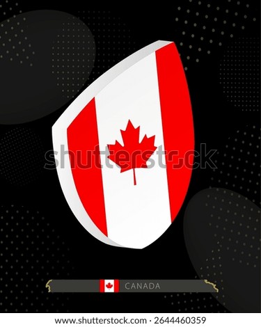 Canada Flag Shield icon in 3D on Dark Modern Abstract Rugby Background. Perfect for sports events, heritage themes, national celebrations, and patriotic designs.