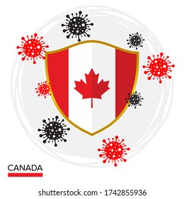 Canada flag shield as a symbol against the corona virus