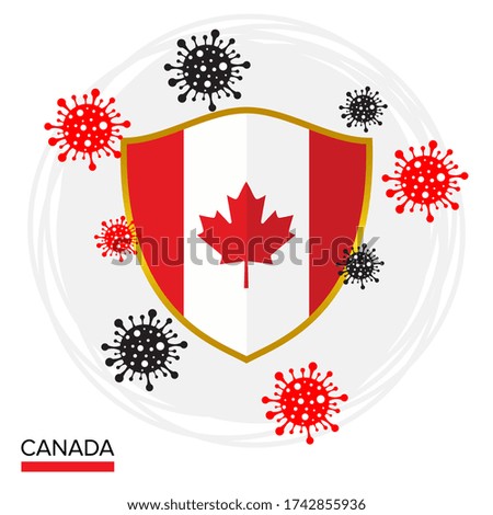 Canada flag shield as a symbol against the corona virus
