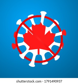 Bandera de Canadá Firmar virus de precaución.Peligro de coronavirus y enfermedad de riesgo de salud pública y brote de gripe.Ilustración vectorial.