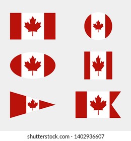 Canada flag sign set, buttons and icons