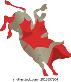 Canada Flag And The Silhouette Of An Authentic Western Cowboy On Horseback. Man Riding Bucking Bronco In Rodeo Wild West