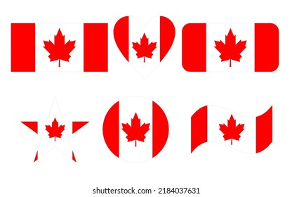 Canada flag in six shapes vector illustration