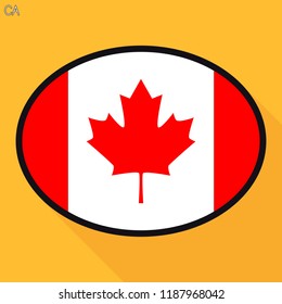 Canada flag speech bubble, social media communication sign, flat business oval icon.