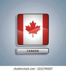 Canada flag square button vector illustration