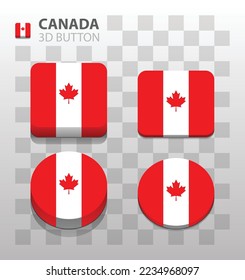 Canada flag. Square and Round 3d Button. Vector