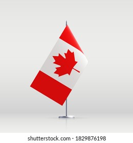 Canada flag state symbol isolated on background national banner. Greeting card National Independence Day of the Republic of Canada. Illustration banner with realistic state flag.