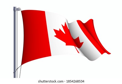 Canada flag state symbol isolated on background national banner. Greeting card National Independence Day of the Republic of Canada. Illustration banner with realistic state flag.