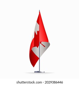 Canada flag state symbol isolated on background national banner. Greeting card National Independence Day of the Republic of Canada. Illustration banner with realistic state flag.