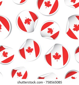 Canada flag sticker seamless pattern background. Business concept label pictogram. Canada flag symbol pattern.