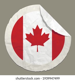 Canada flag symbol on a paper label