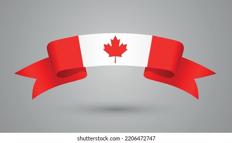 Canada Flag Symbol.Ribbon With Flag Of Canada.