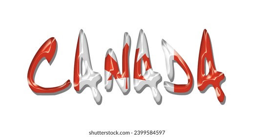 Canada flag text font, 3D Canada flag colorful background, Canada flag vector illustration
