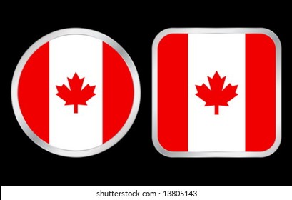 Canada flag - two icon on black background. Vector illustration.