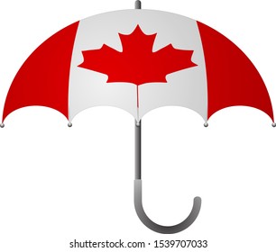 Canada flag umbrella. Social security concept. National flag of Canada vector illustration