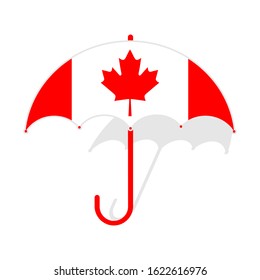Canada flag umbrella. Weather symbols. National flag of Canada vector illustration