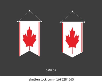 Canada flag in various shape, Soccer Flag Pennant Vector ,Vector illustration.
