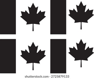 canada flag vector ,Black And White Canada Flag Icon Vector Design.