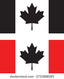 Vector de la bandera de Canadá, diseño blanco y negro del Vector del icono de la bandera de Canadá.