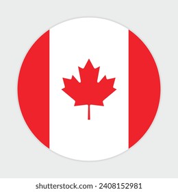 Diseño de iconos vectoriales de bandera de Canadá. Bandera del círculo de Canadá. Bandera de la Ronda de Canadá.