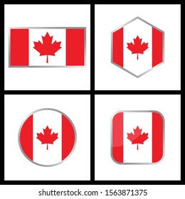 Canada Flag Vector Icon Illustration. Canada Flag Icon Set