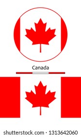 Canada flag vector icon isolated, set of two variant on the white background