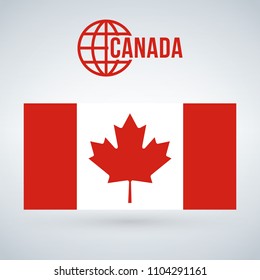 Canada flag vector illustration isolated on modern background with shadow.