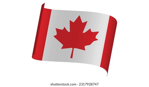Canada flag vector illustrations.3D vector illustration of Canadian flag flying wave